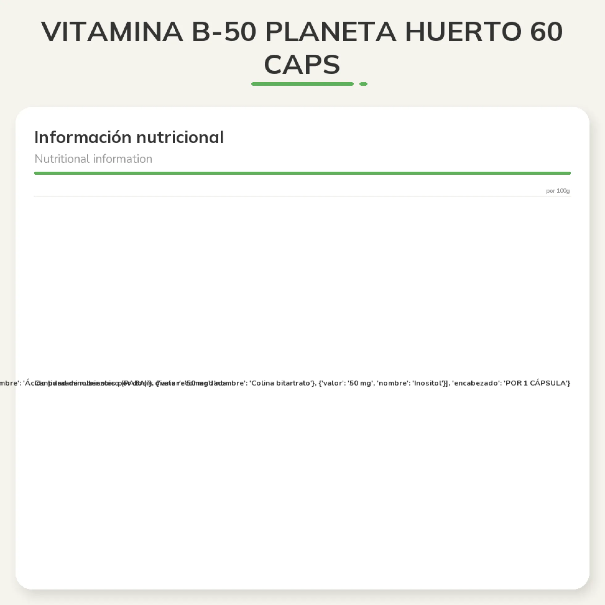Vitamina B-50 Planeta Huerto 60 Caps