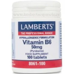 Vitamina B6 100 tabletas de 50mg, Lamberts