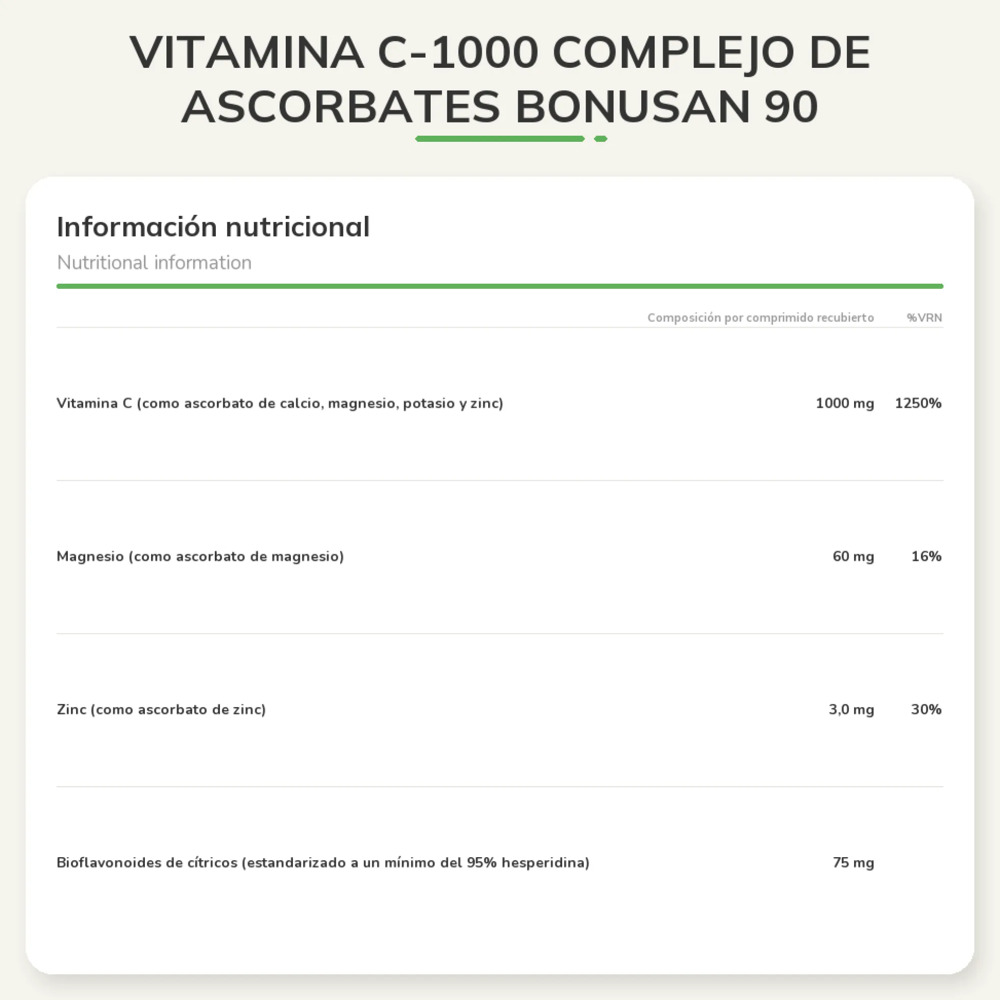 Vitamina C-1000 complejo de ascorbates Bonusan 90