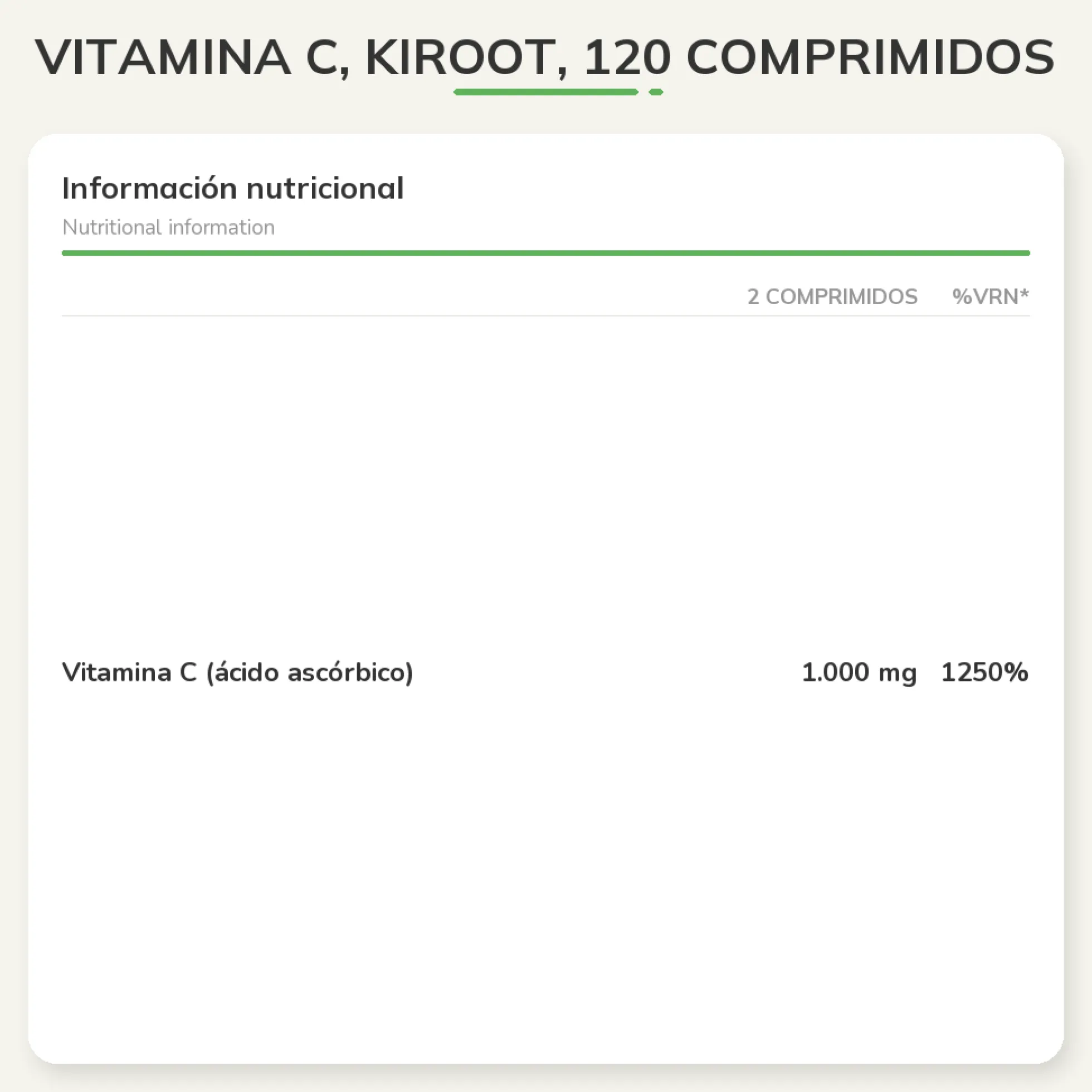 Vitamina C, Kiroot, 120 comprimidos