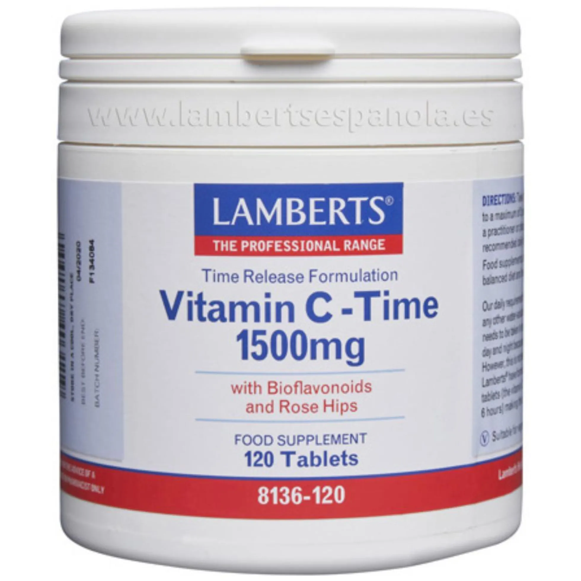 Vitamina C liberación sostenida 1500 mg Lamberts 120 tabletas