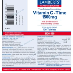 Vitamina C liberación sostenida 1500 mg Lamberts 120 tabletas