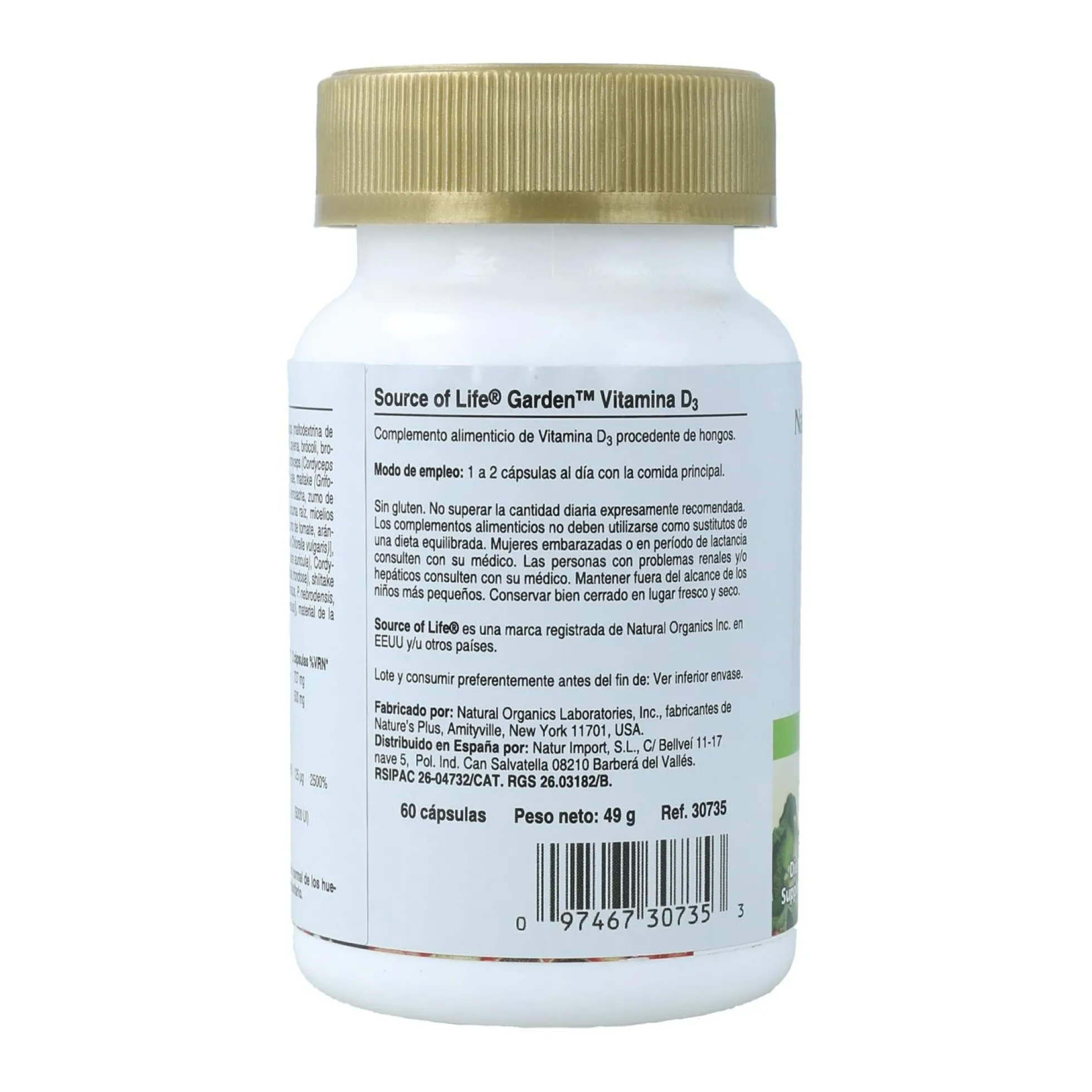 Vitamina D3 Garden Nature's Plus, 60 comprimidos