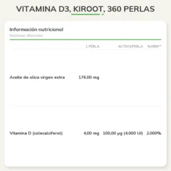 Vitamina D3, Kiroot, 360 perlas