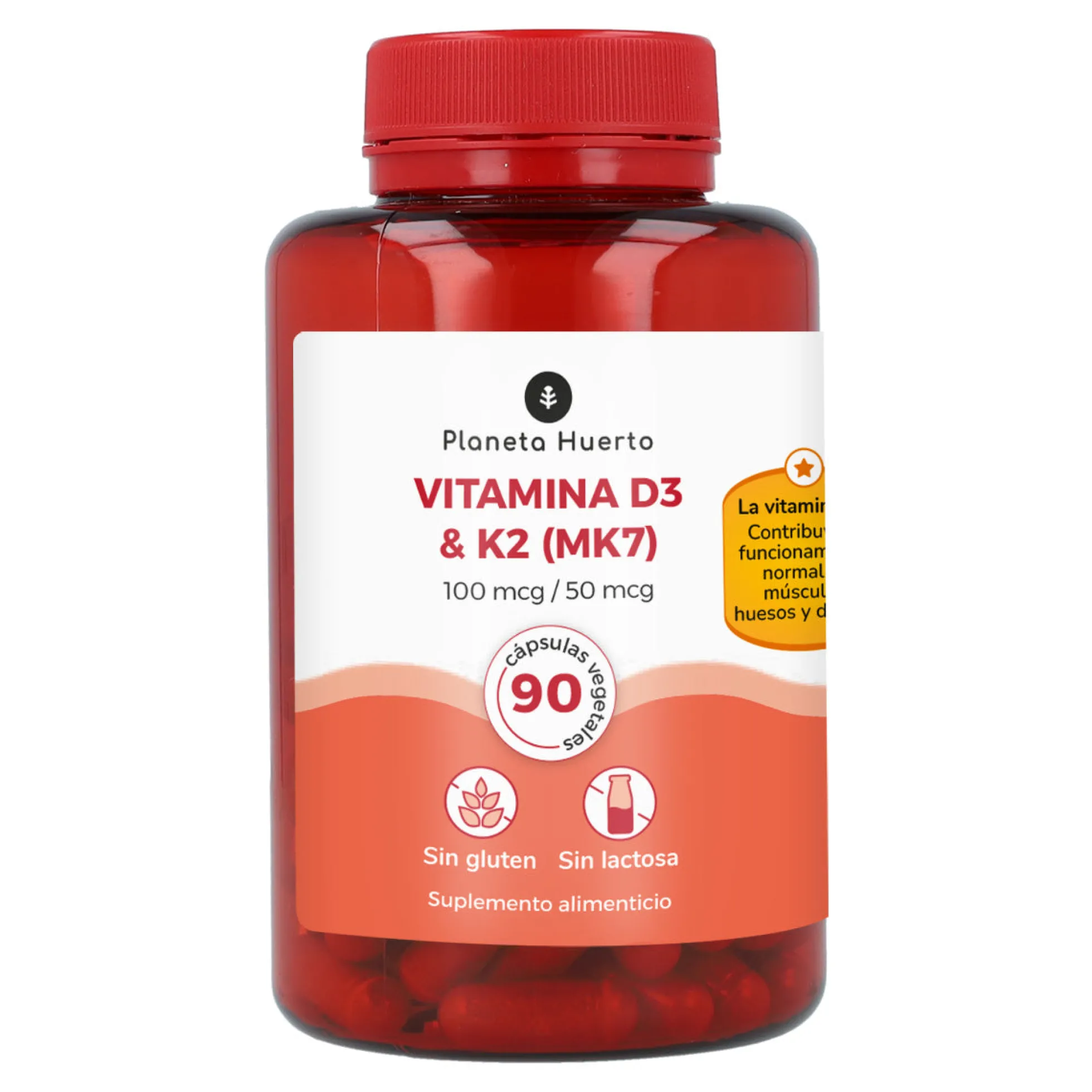Vitamina D3 & K2 (Mk7) Planeta Huerto 90 Caps
