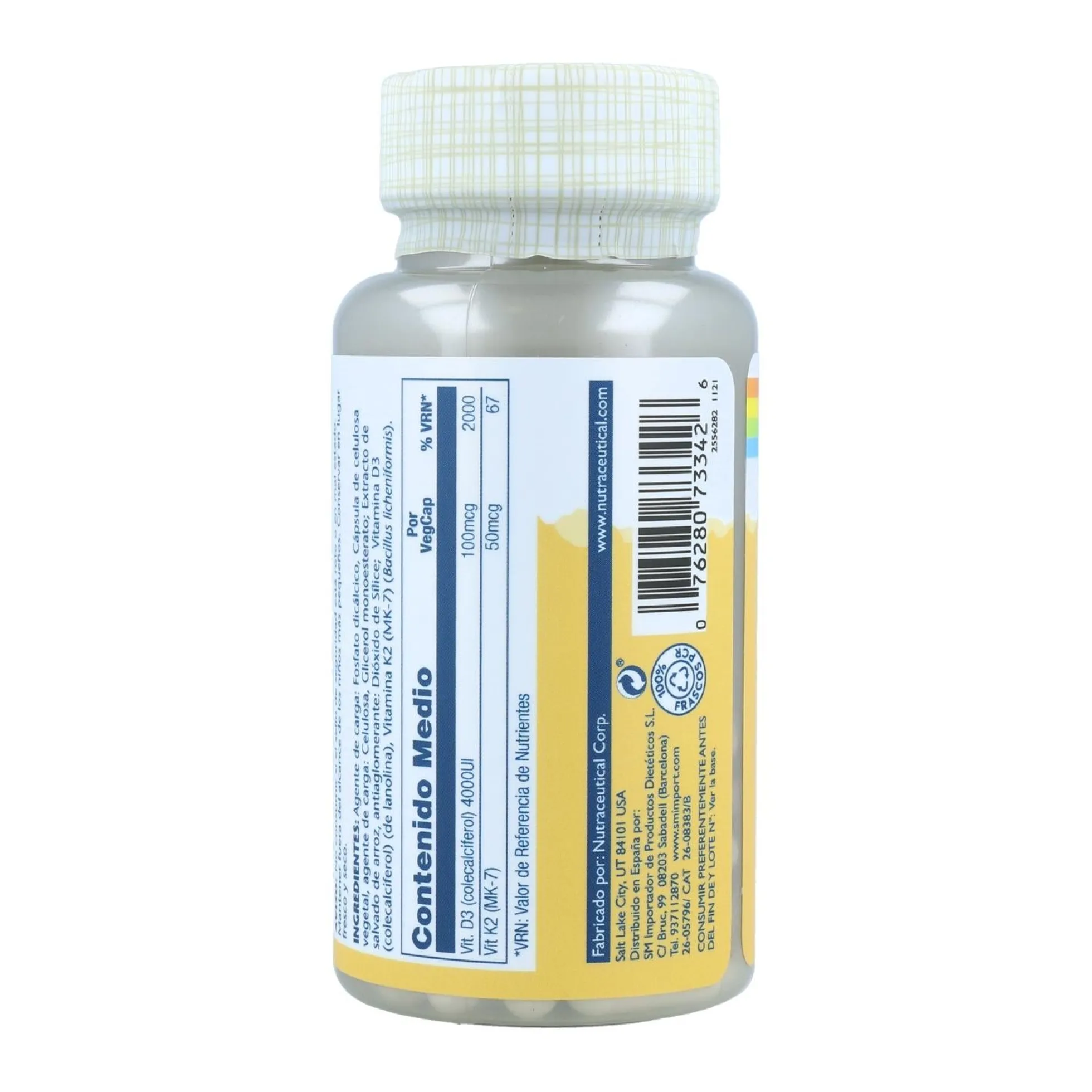 Vitamina D3-K2 Solaray 60 cápsulas