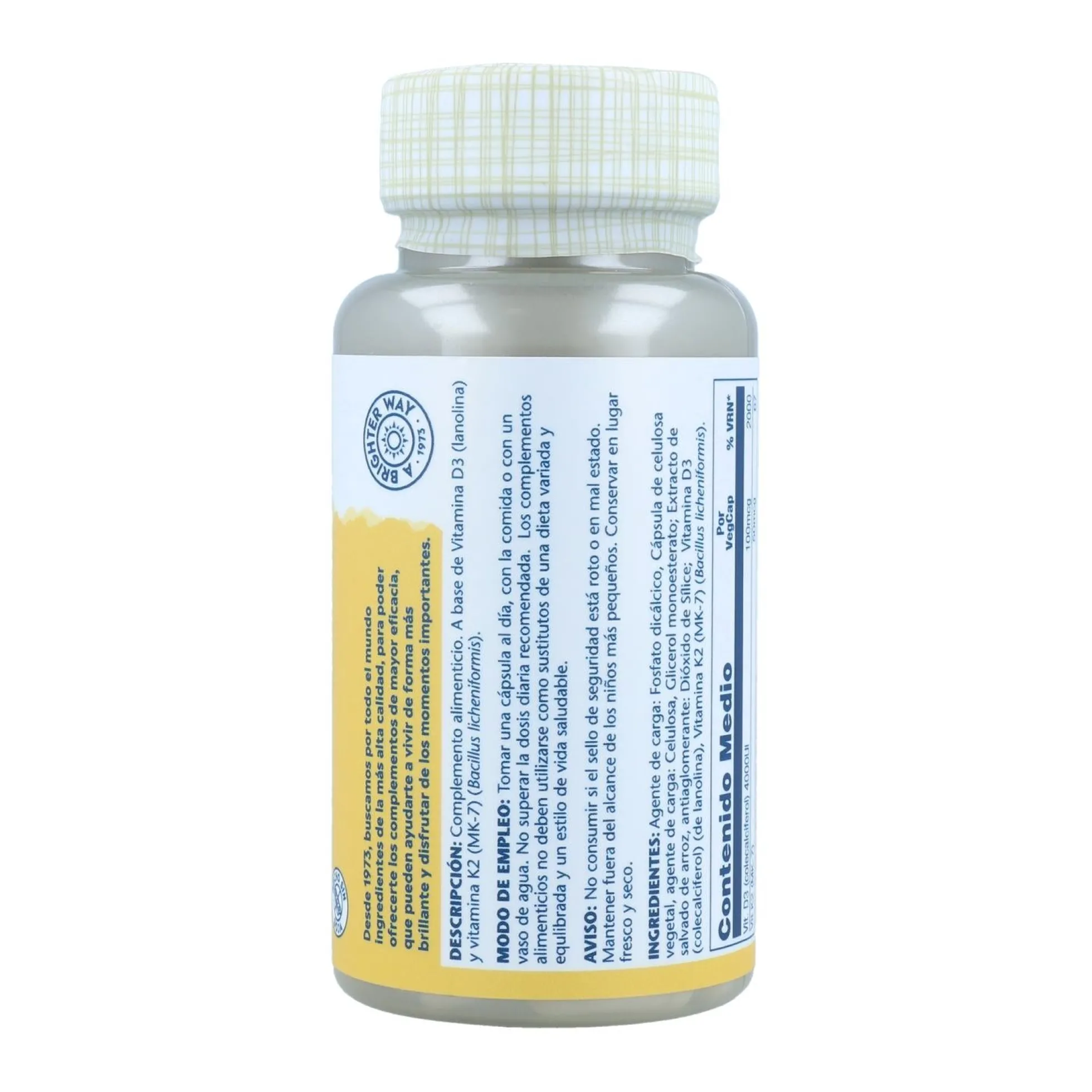 Vitamina D3-K2 Solaray 60 cápsulas