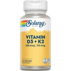 Vitamina D3-K2 Solaray 60 cápsulas
