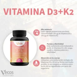 Vitamina D3 K2 Vecos 60 capsulas