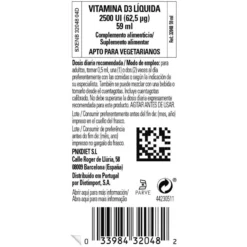 Vitamina D3 líquida 2500 UI, 59 ml (Naranja)