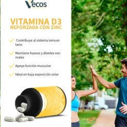 Vitamina D3 4000 Ui Con Zinc Vecos 90 Cápsulas | Defensas Activas Y Refuerzo Del Sistema Inmune