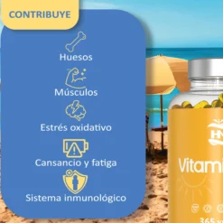 Vitamina D (5000 Ui) - 365 Cápsulas De Vitamina D3 K2 – Altamente Concentrada. Favorece La Función Inmunológica Y Ósea