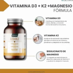 Vitamina D3 4000 UI + K2 + Magnesio Fórmula Vegan, WeBotanix