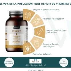 Vitamina D3 4000 UI + K2 + Magnesio Fórmula Vegan, WeBotanix