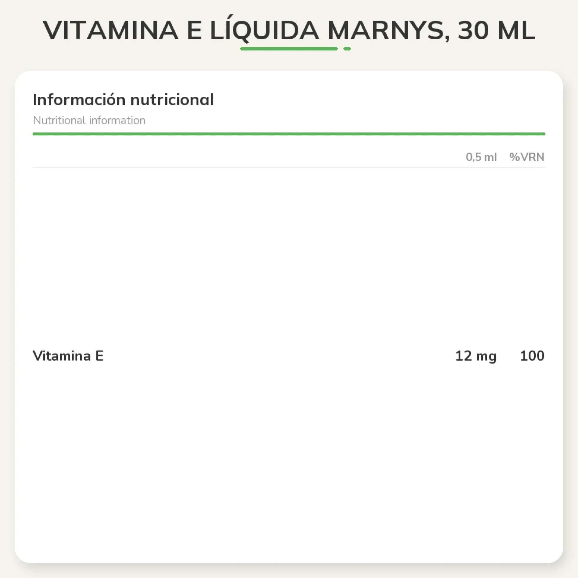 Vitamina E Líquida Marnys, 30 ml