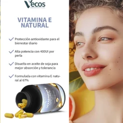 Vitamina E Natural 400 Ui Vecos | Protección Celular Y Antioxidante | D-alfa Tocoferol