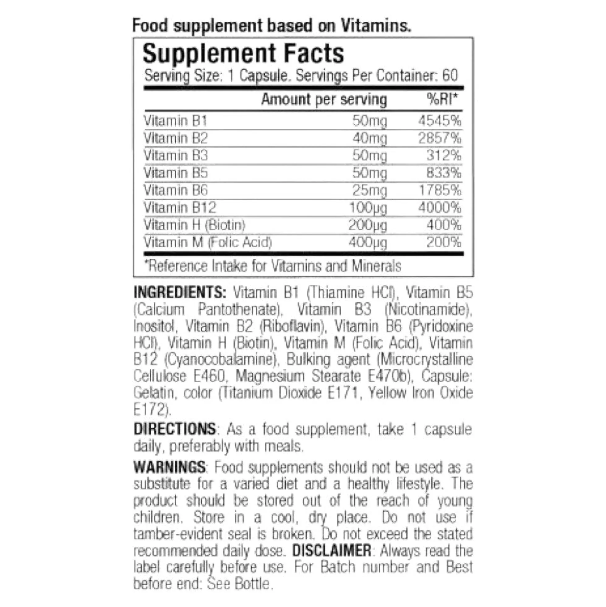 Vitamin B Complex 60 Caps