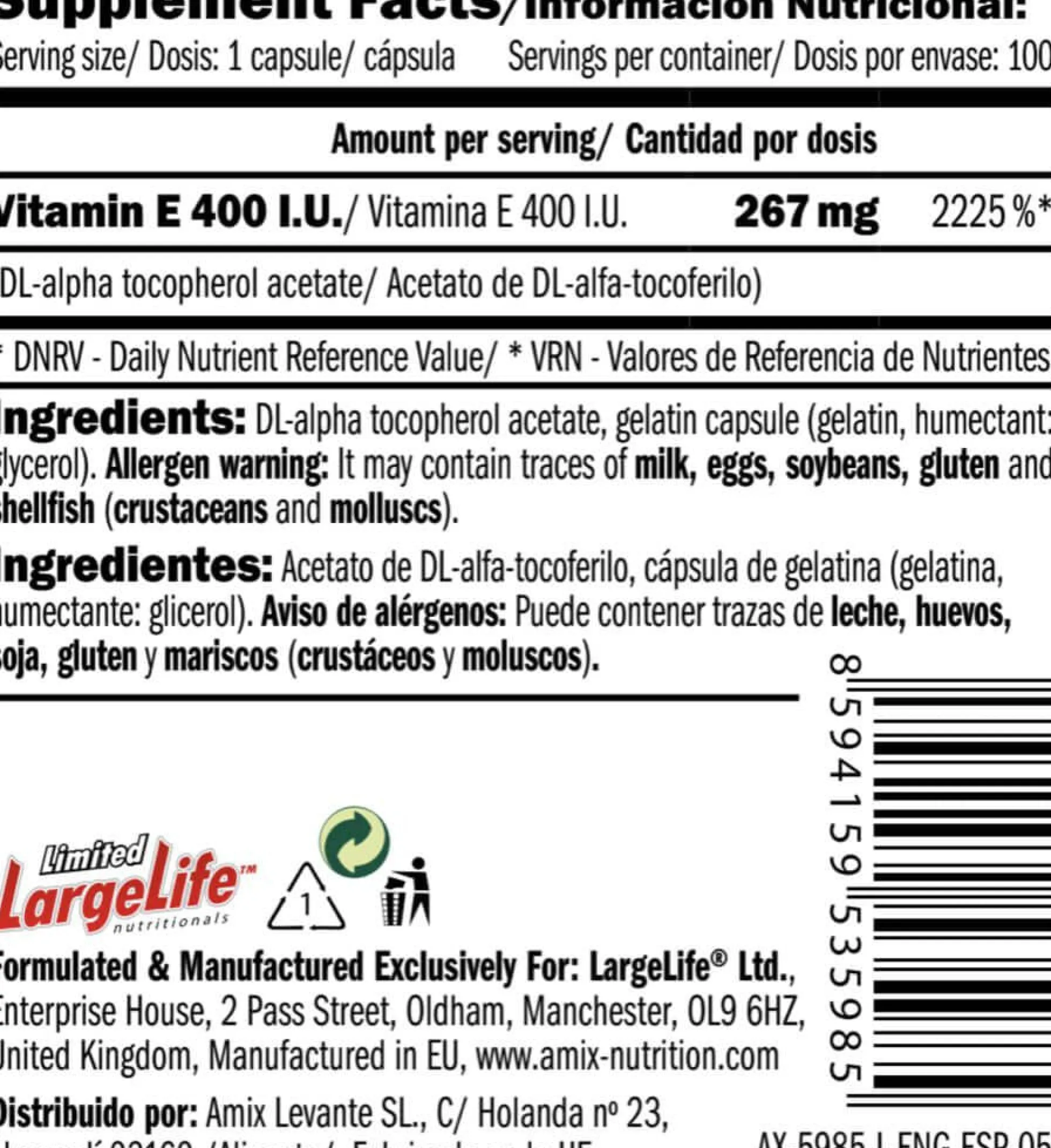 Vitamin E 400 Iu 100 Perlas