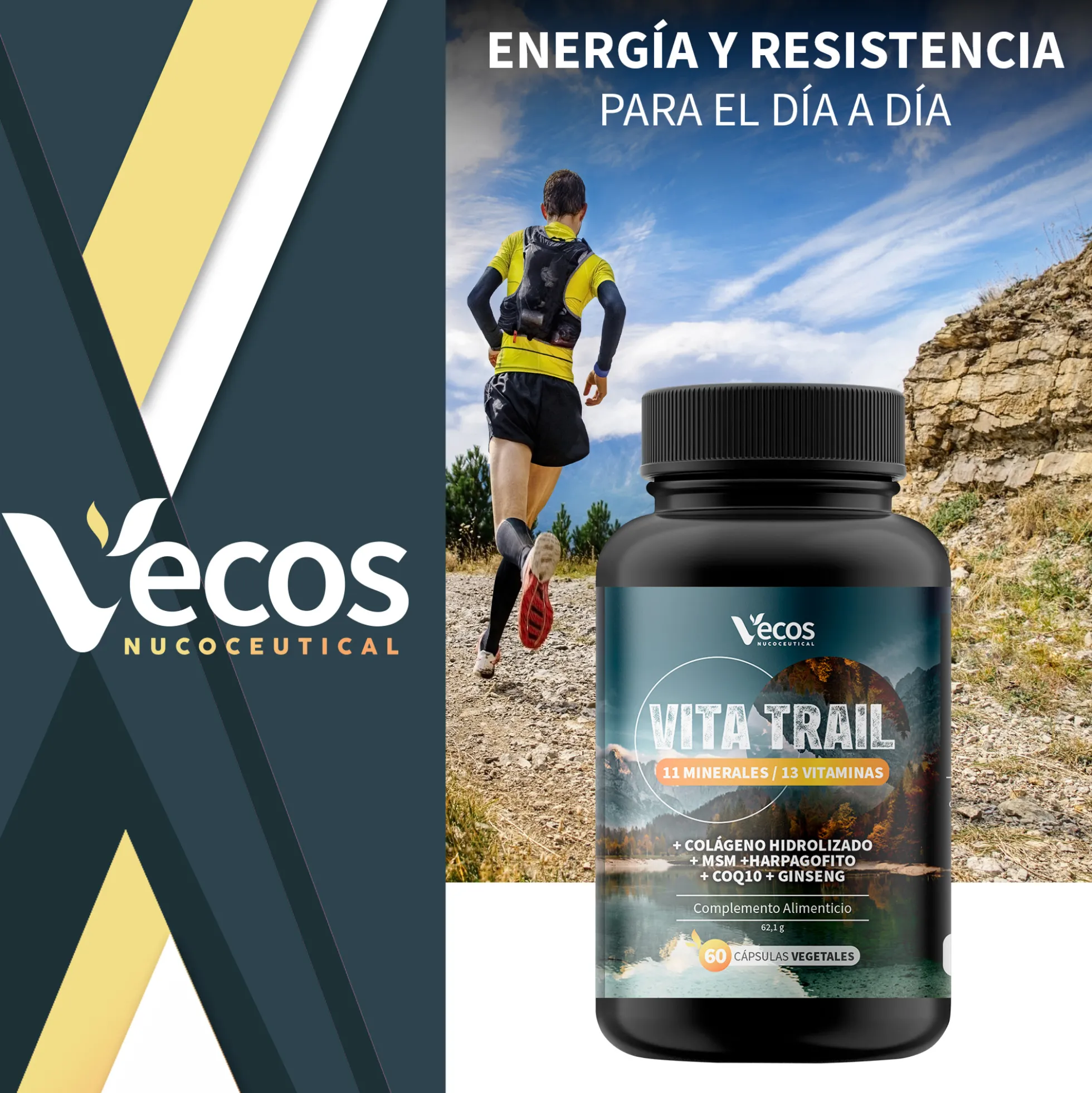 Vita Trail Vecos 60 Cápsulas | Rendimiento Físico Y Recuperación | Colágeno, Msm Y Harpagofito
