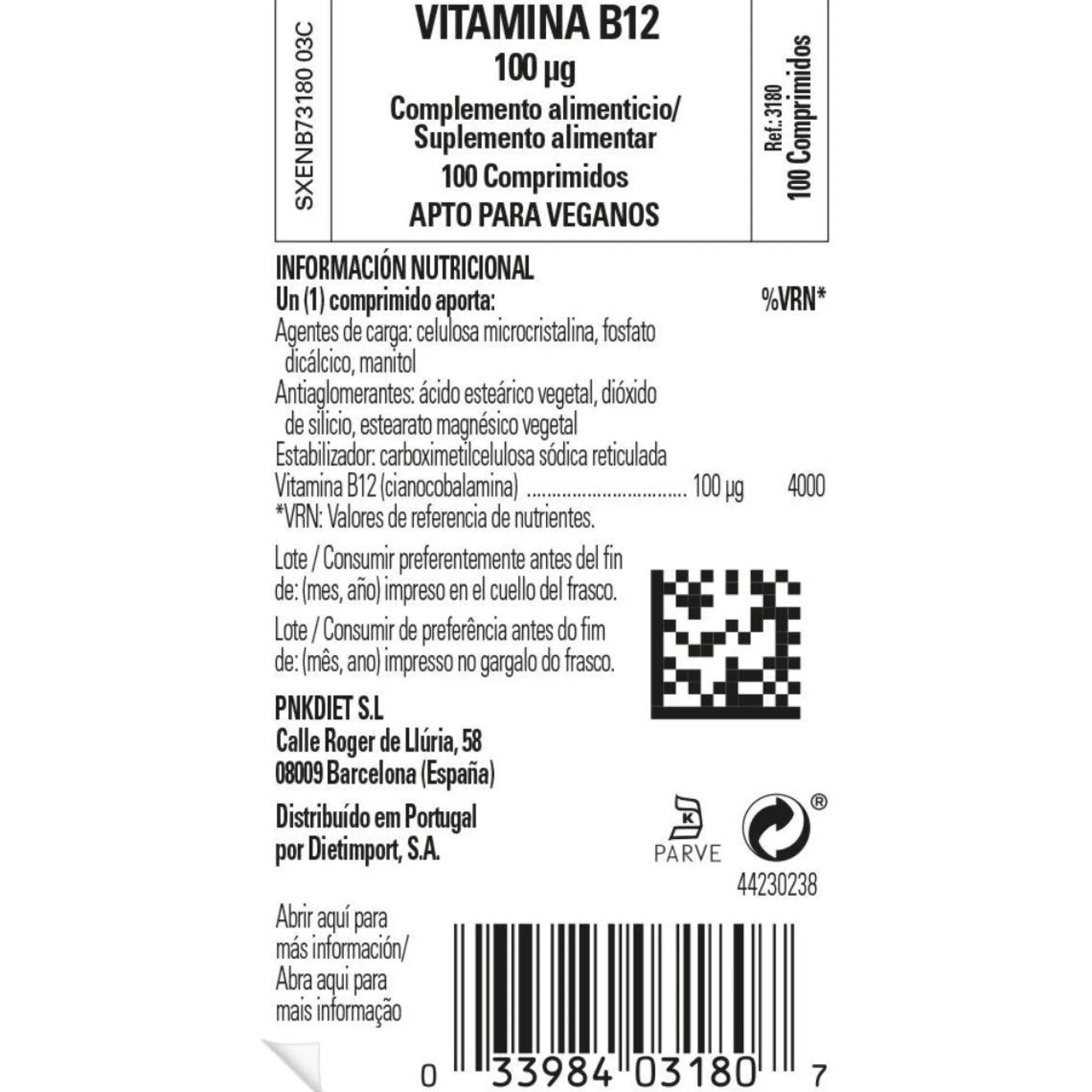 Vit B12 100 mcg Solgar 100 Comprimidos