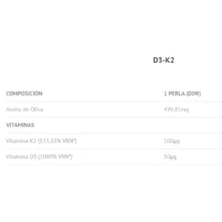 Vit D3 2000 Ui + K2 100 Mcg 60 Perlas