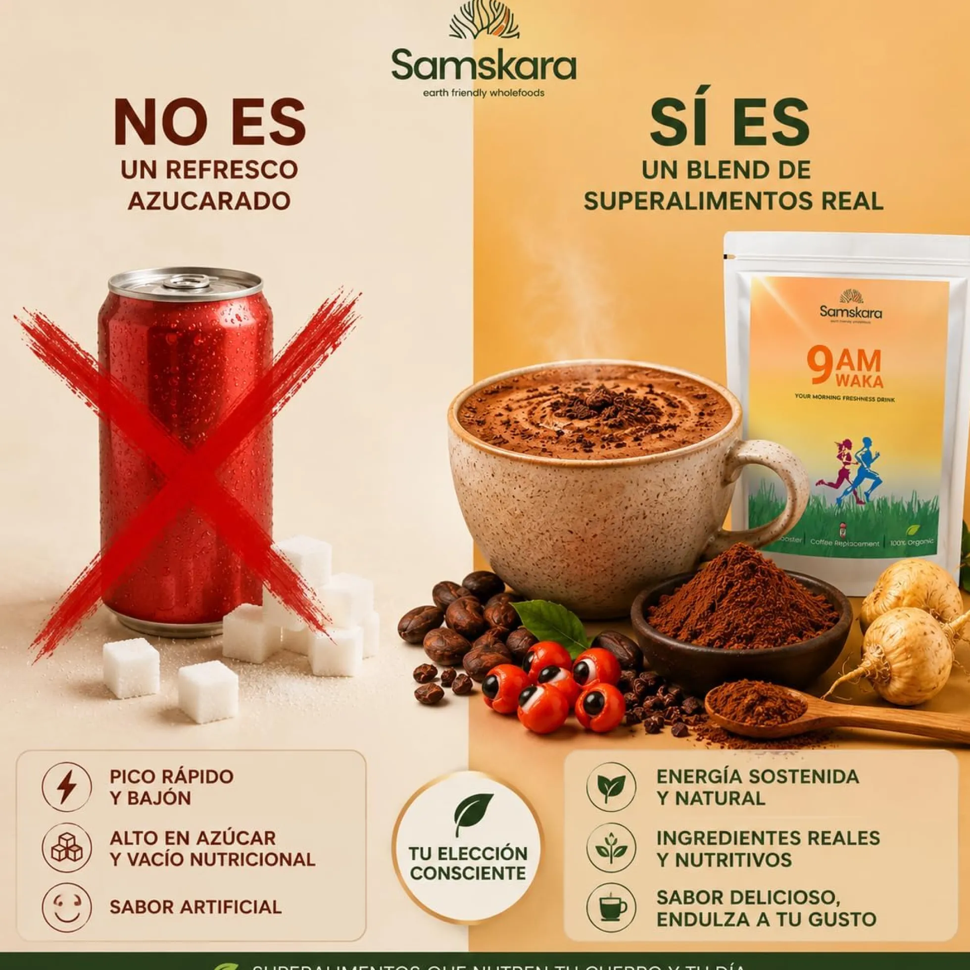 Waka 9 A.m — Mezcla Matutina Superfood Bio - 160g | Superalimento Ecológico Vegano Para Batidos, Smoothies Y Zumos