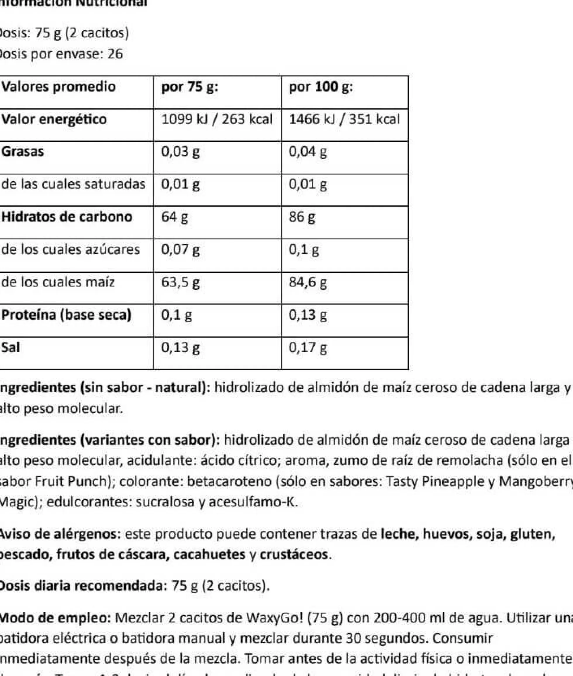 Waxygo! - 2kg - Mango - Complejos De Carbohidratos - Amix Nutrition