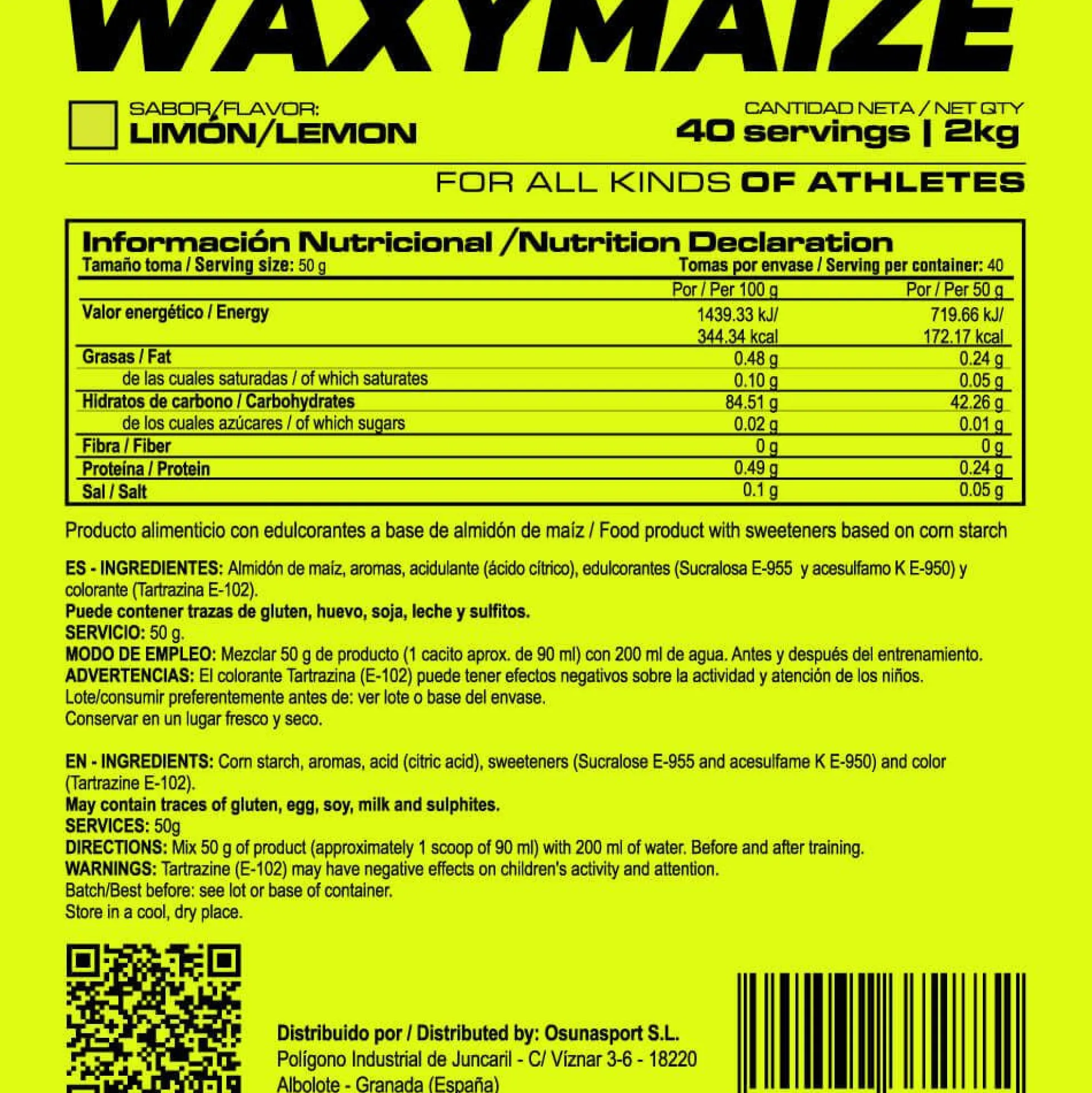Waxymaize (amilopectina) - 2kg - Limon - Mejora El Rendimiento - Masmusculo