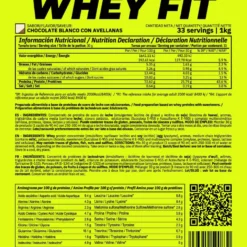 Whey Fit - 1kg - Chocolate Blanco Con Avellanas - Aumenta La Masa Muscular - Masmusculo