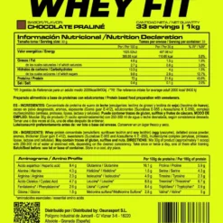 Whey Fit - 1kg - Chocolate Praliné - Aumenta La Masa Muscular - Masmusculo