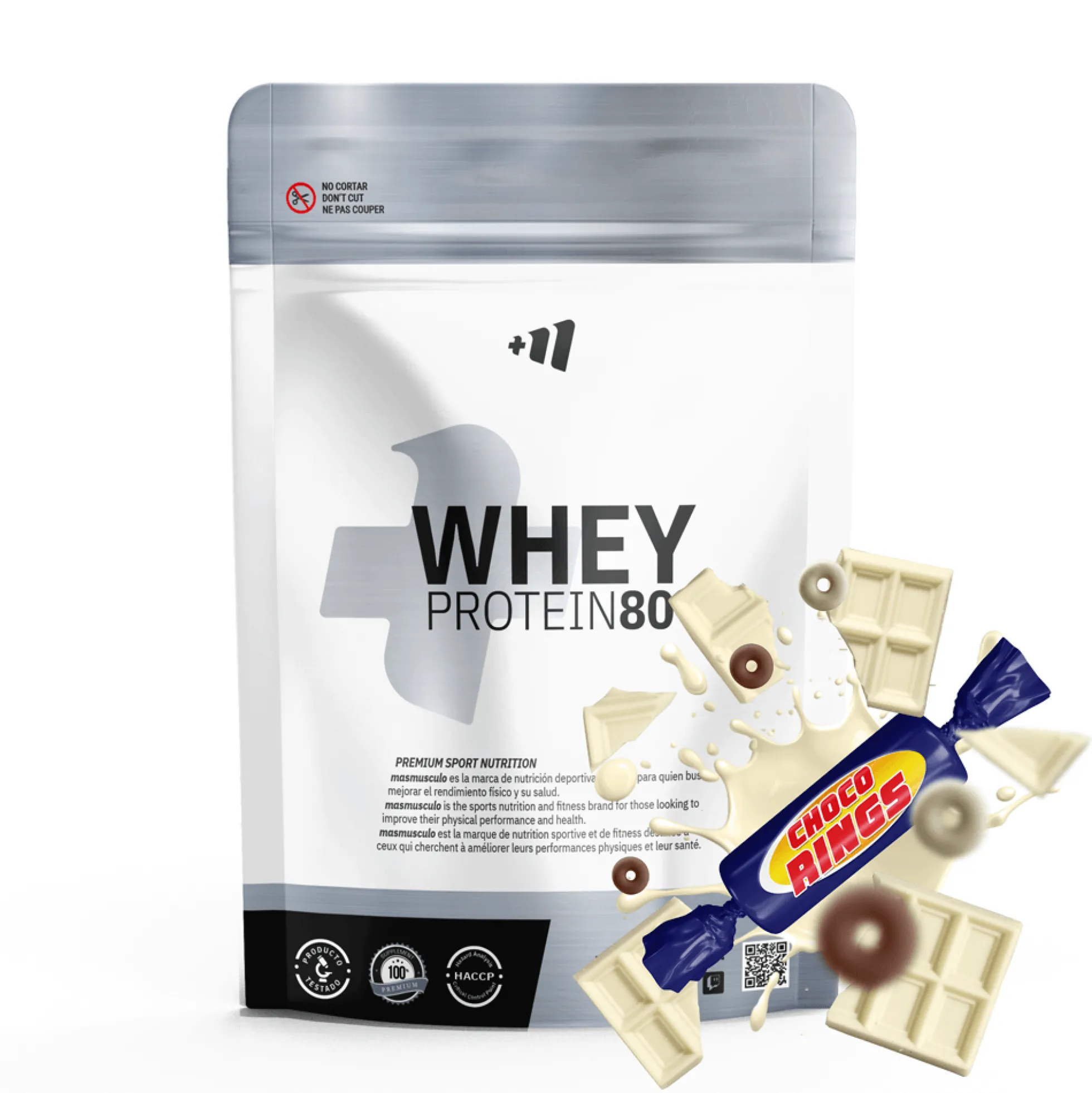 Whey Protein80 - 500g - Chocolate Blanco Con Choco Rings - Aumenta La Masa Muscular - Masmusculo