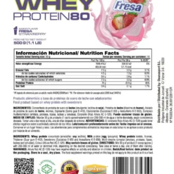 Whey Protein80 - 500g - Fresa - Aumenta La Masa Muscular - Masmusculo