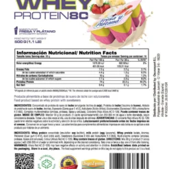 Whey Protein80 - 500g - Fresa Banana - Aumenta La Masa Muscular - Masmusculo