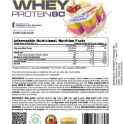 Whey Protein80 - 1kg - Fresa Banana - Aumenta La Masa Muscular - Masmusculo