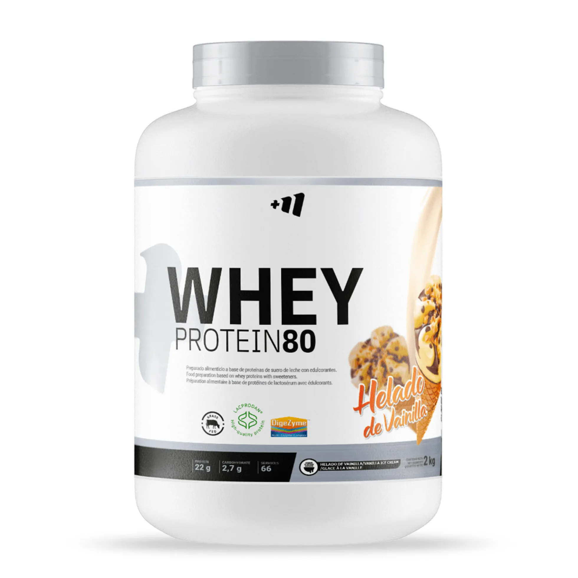 Whey Protein80 - 2 Kg - Helado De Vainilla - Aumenta La Masa Muscular - Masmusculo