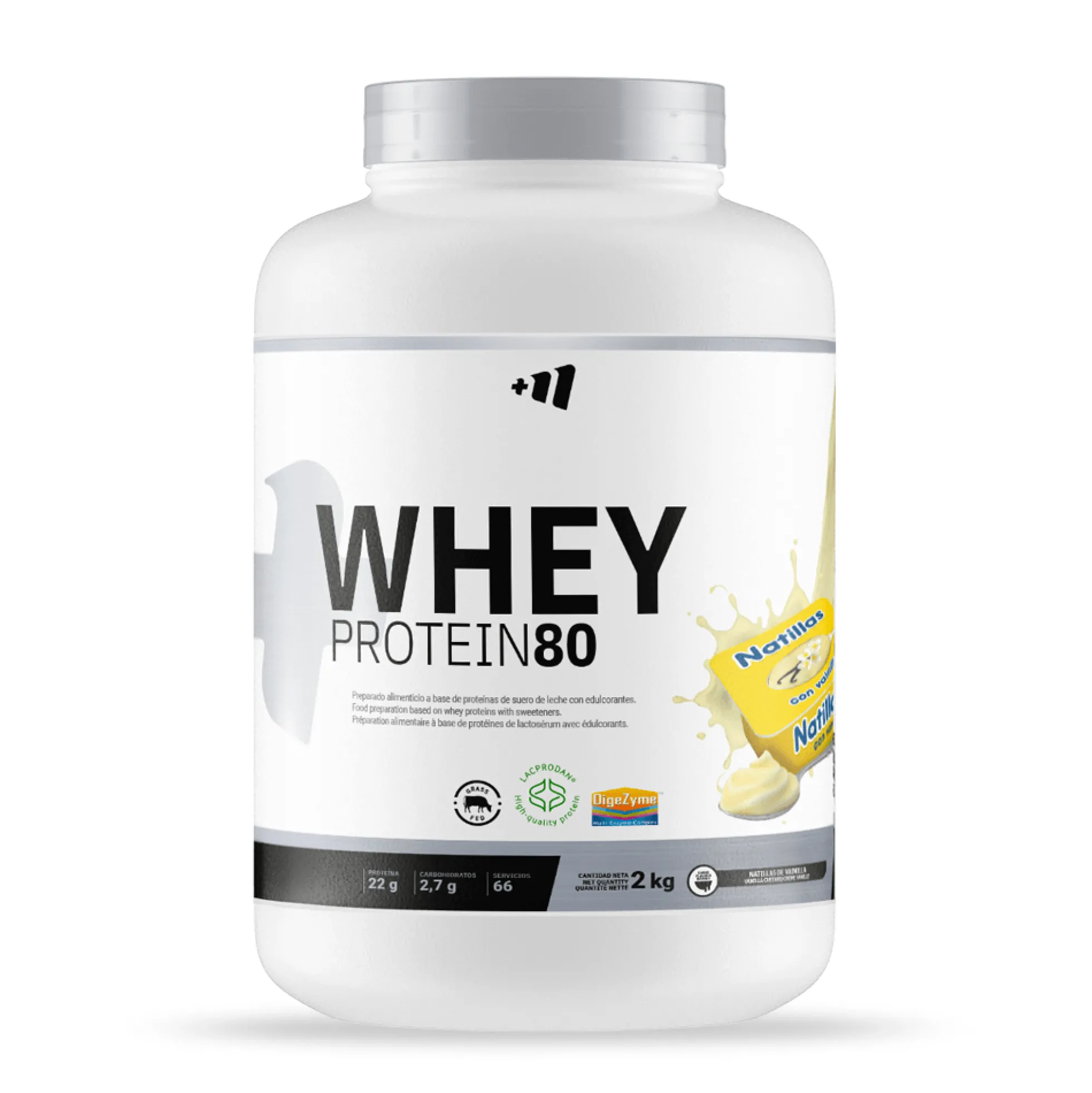 Whey Protein80 - 2 Kg - Natillas De Vainilla - Aumenta La Masa Muscular - Masmusculo
