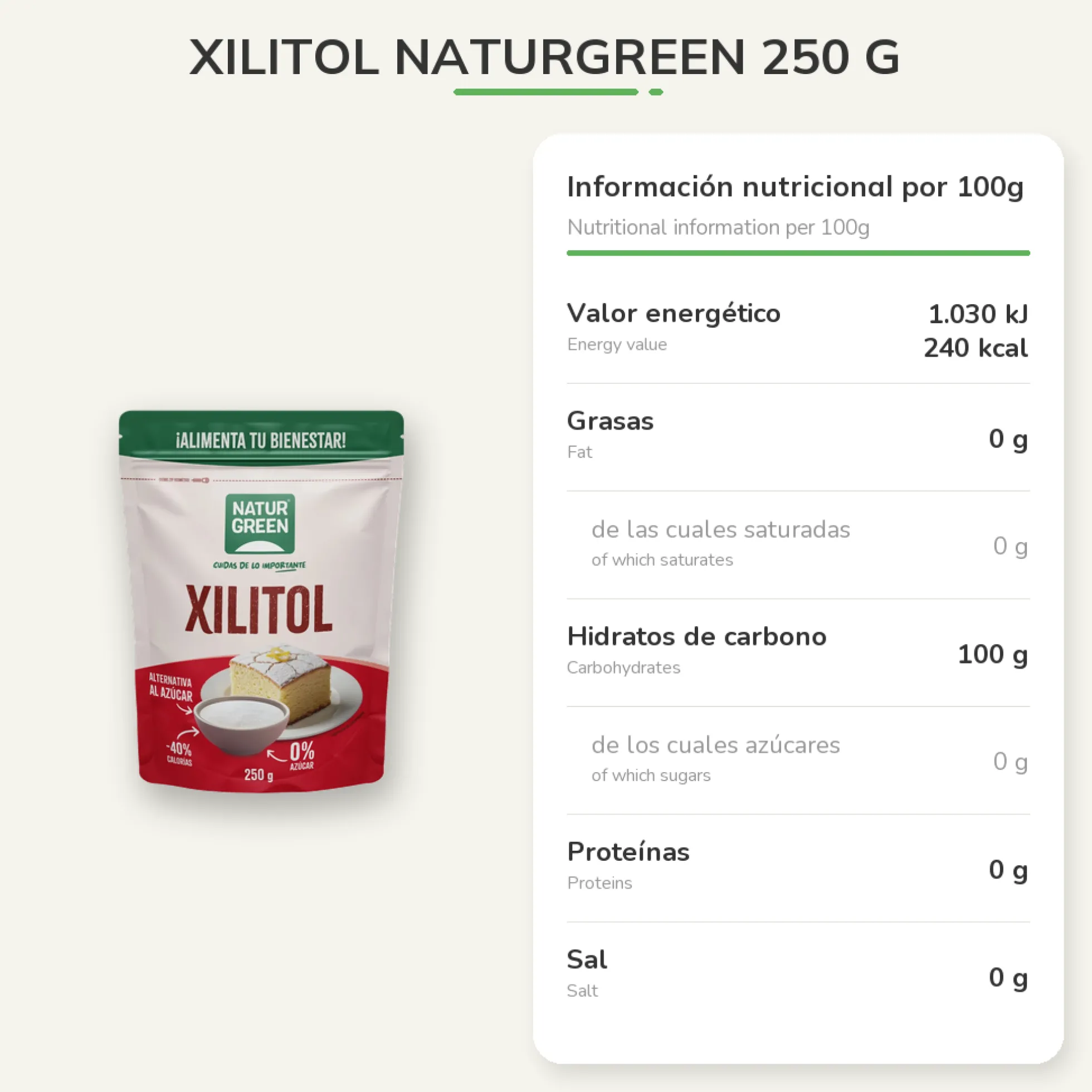 Xilitol NaturGreen 250 g