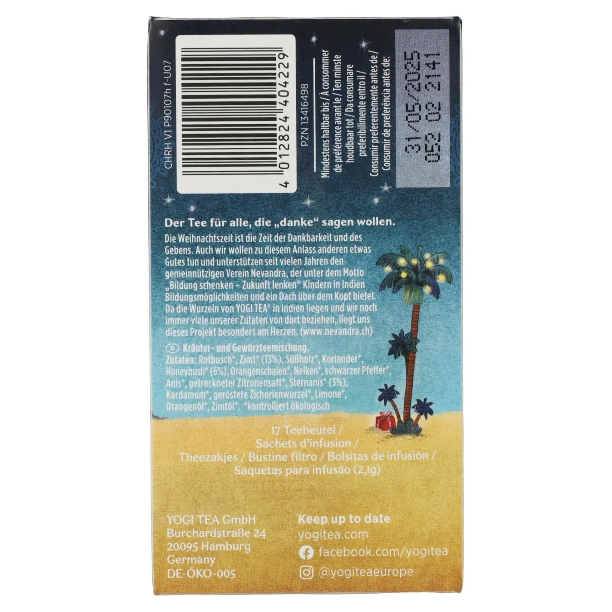 Yogi Tea BIO Té Navidad 17 bolsitas