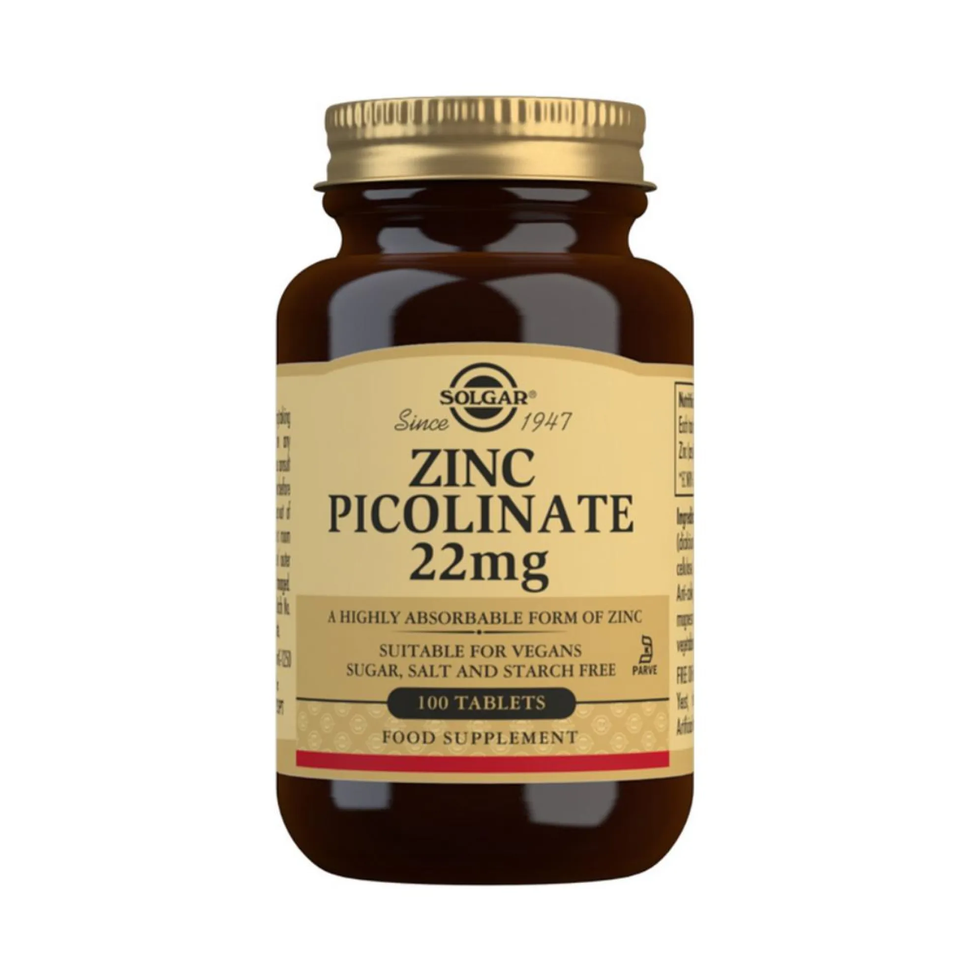 Zinc Picolinato Solgar 100 comprimidos de 22mg