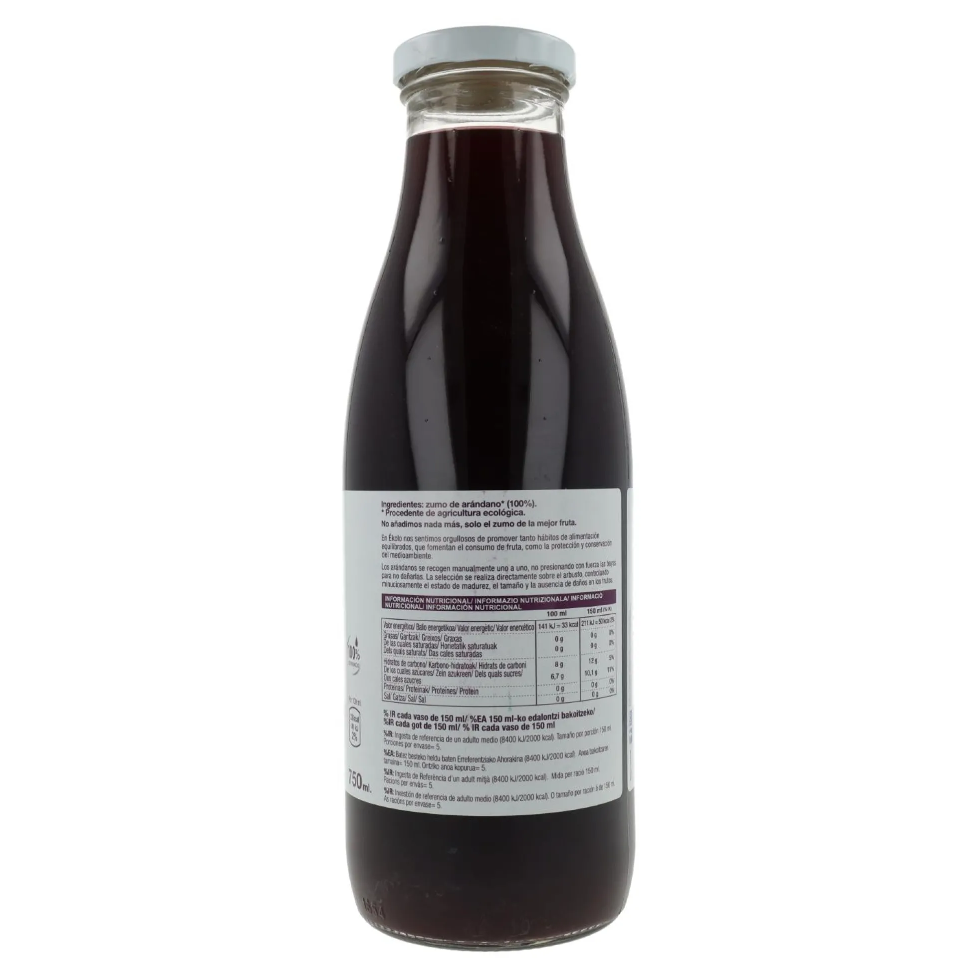 Zumo de Arándano Bio 100% exprimido ékolo 750 ml