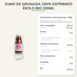 Zumo de granada 100% exprimido Ékolo Bio 200ml