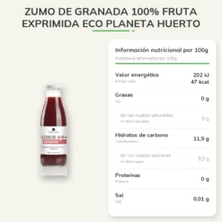 Zumo de Granada 100% fruta exprimida Eco Planeta Huerto 750ml