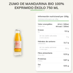 Zumo de Mandarina Bio 100% exprimido Ékolo 750 ml