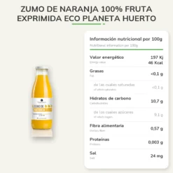 Zumo de Naranja 100% fruta exprimida Eco Planeta Huerto 750ml