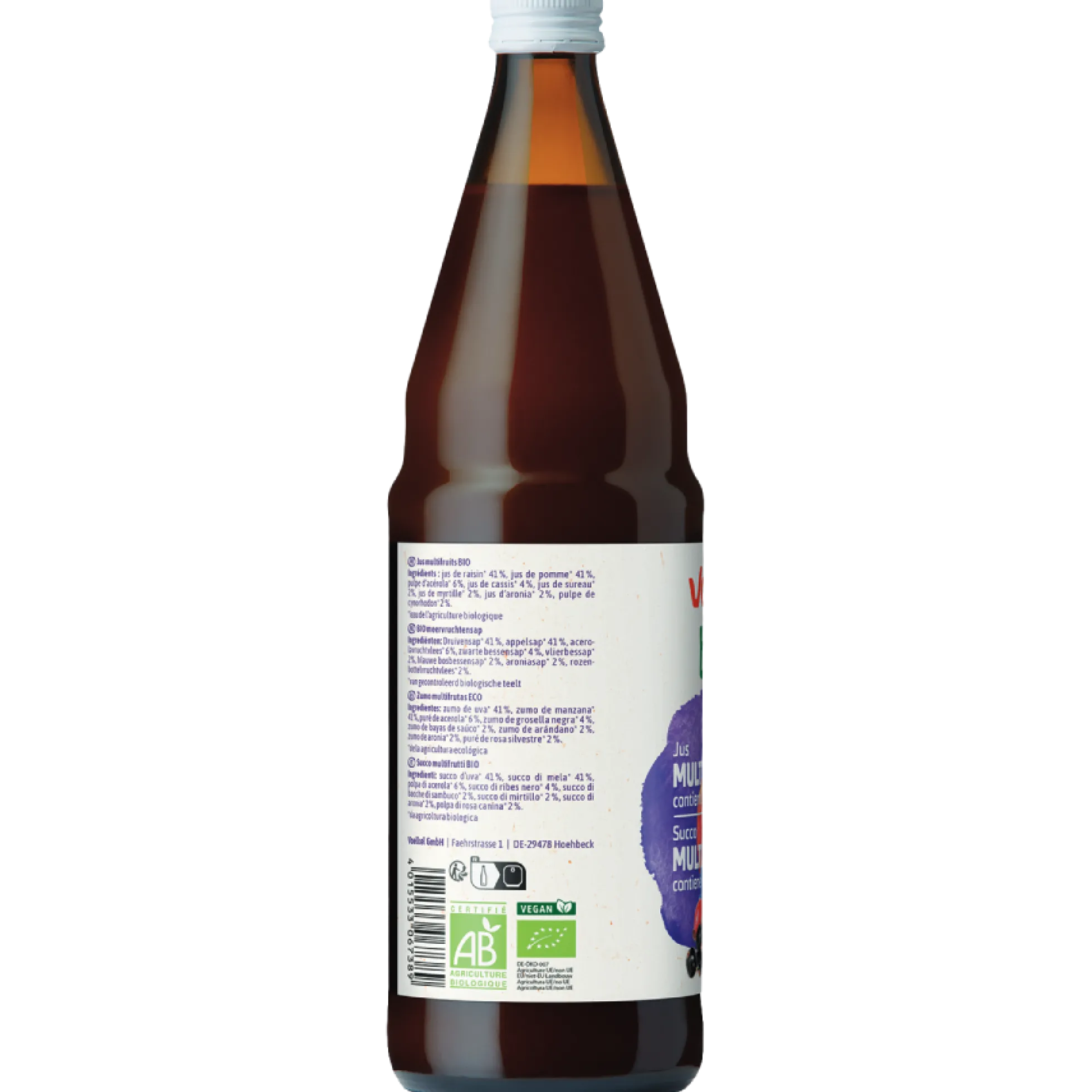 Zumo Multifrutas Frutos Rojos BIO Voelkel 750ml